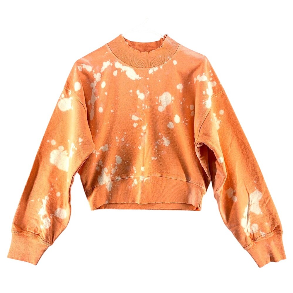 Talentless Bleach Splatter Peach Orange Crop Sweatshirt S Grunge Edgy Streetwear